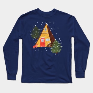 Snowy A-frame Cabincore Forest Long Sleeve T-Shirt